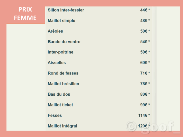 prix epilation laser femme bordeaux